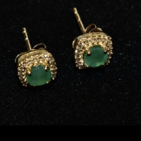 Kay's Elegant Green and Gold Stud Earrings